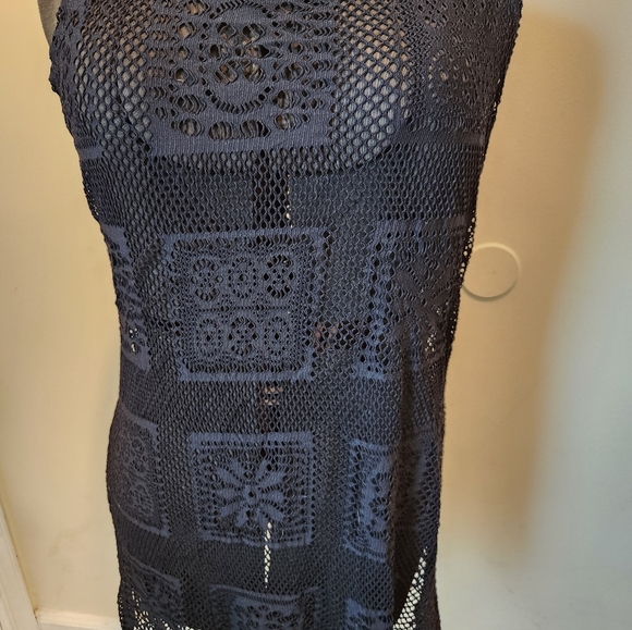 J. Valdi Black Mesh Cover Up Dress Size Large With Tags - Picture 9 of 14